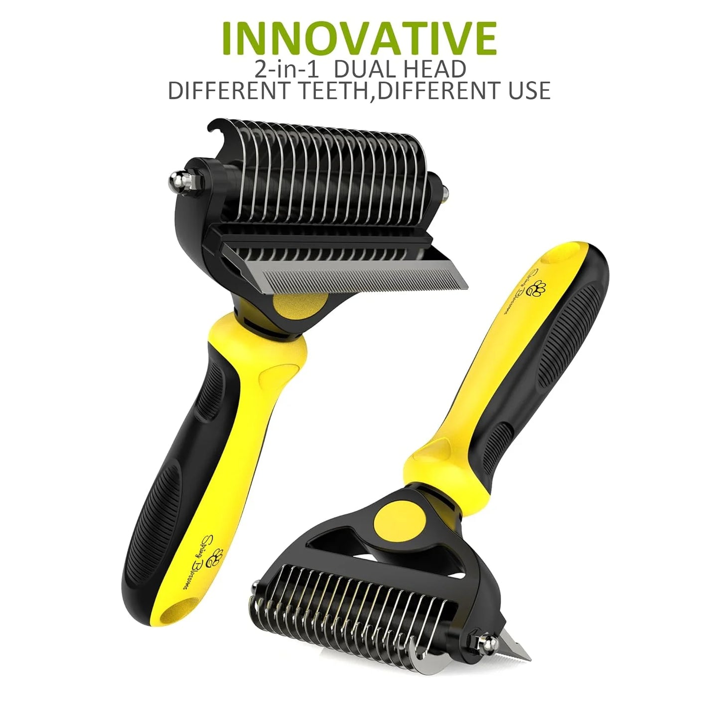 -2 in 1 Professional Grooming Rake for Cats & Dogs-Dematting Comb for Easy Mats & Tangles Removing,Hair Removal Cleaner for Pets