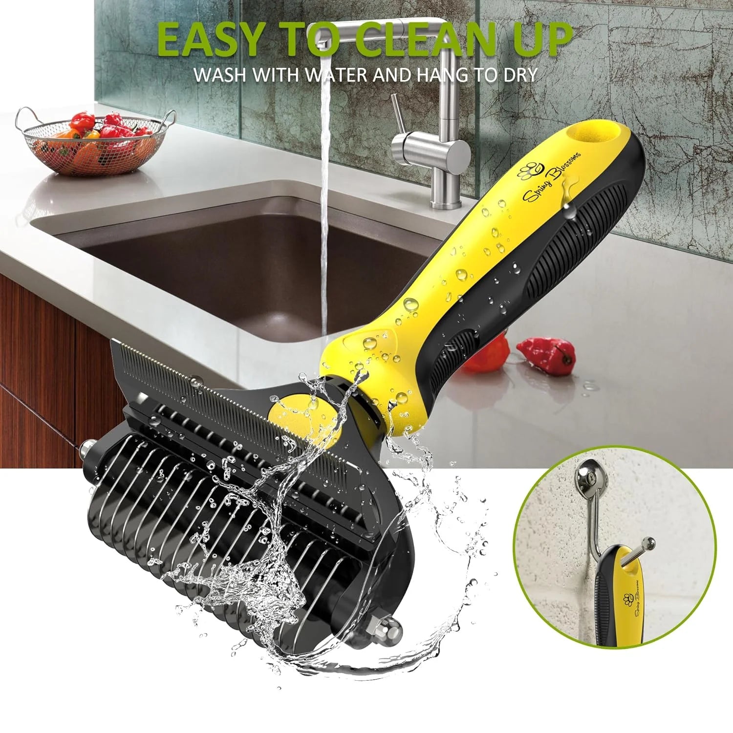 -2 in 1 Professional Grooming Rake for Cats & Dogs-Dematting Comb for Easy Mats & Tangles Removing,Hair Removal Cleaner for Pets