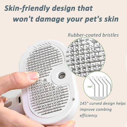 Fresh Fur 3-in-1 Self-Cleaning Pet Shower Brush and Hair Removal Comb with Bathing Solution for Long and Short Haired Pets (White)