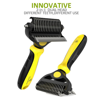 -2 in 1 Professional Grooming Rake for Cats & Dogs-Dematting Comb for Easy Mats & Tangles Removing,Hair Removal Cleaner for Pets