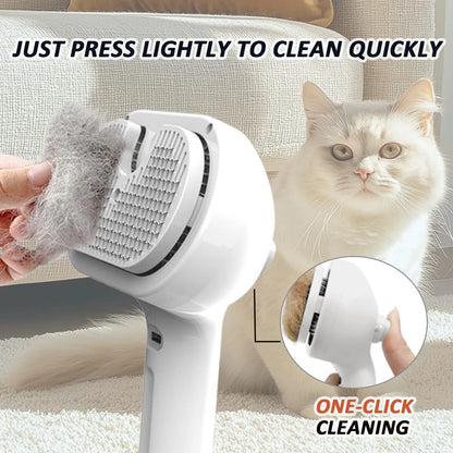 Fresh Fur 3-in-1 Self-Cleaning Pet Shower Brush and Hair Removal Comb with Bathing Solution for Long and Short Haired Pets (White)