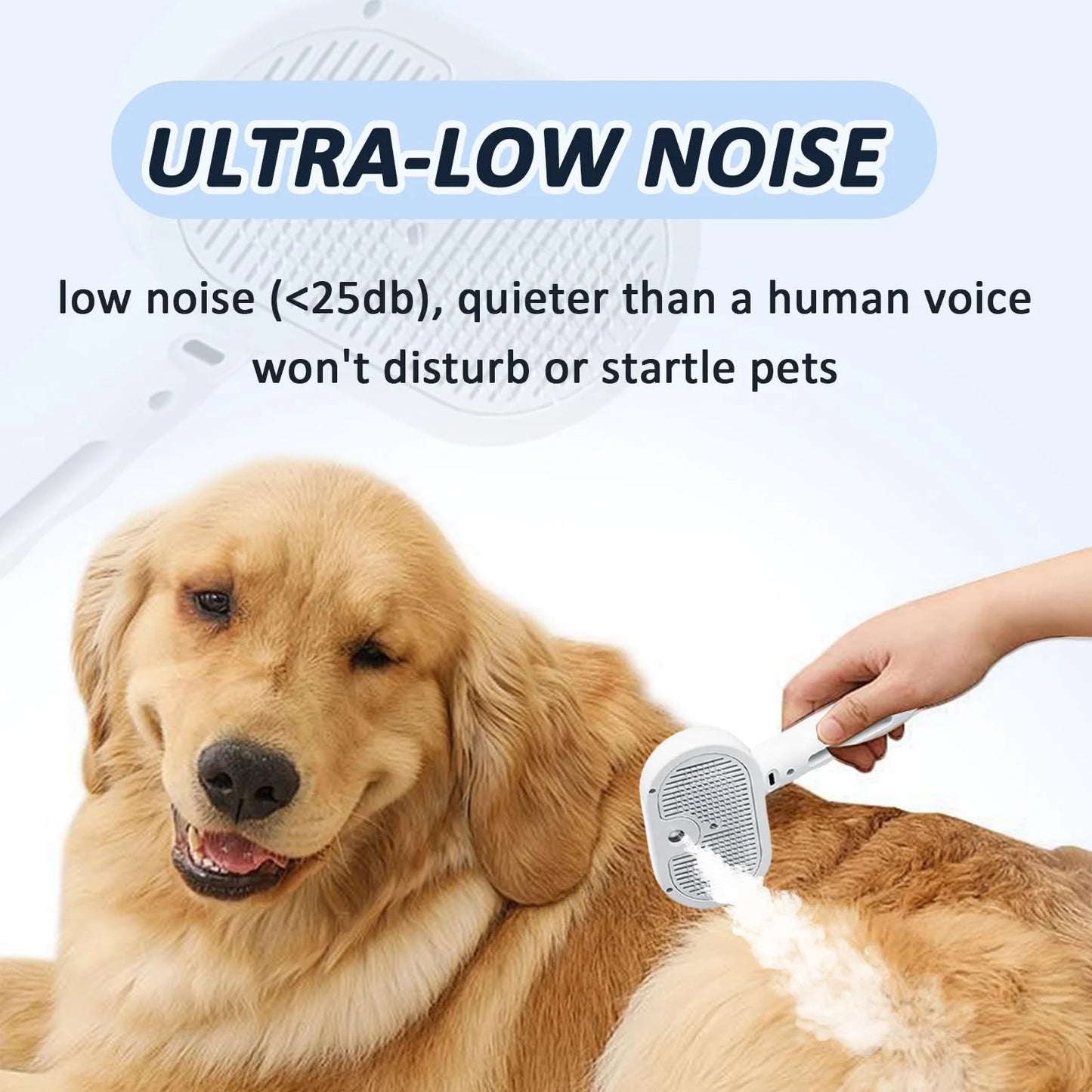 Fresh Fur 3-in-1 Self-Cleaning Pet Shower Brush and Hair Removal Comb with Bathing Solution for Long and Short Haired Pets (White)