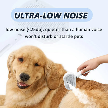 Fresh Fur 3-in-1 Self-Cleaning Pet Shower Brush and Hair Removal Comb with Bathing Solution for Long and Short Haired Pets (White)