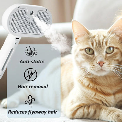 Fresh Fur 3-in-1 Self-Cleaning Pet Shower Brush and Hair Removal Comb with Bathing Solution for Long and Short Haired Pets (White)