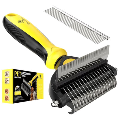-2 in 1 Professional Grooming Rake for Cats & Dogs-Dematting Comb for Easy Mats & Tangles Removing,Hair Removal Cleaner for Pets