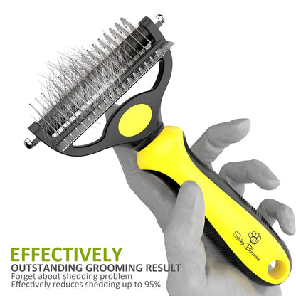 -2 in 1 Professional Grooming Rake for Cats & Dogs-Dematting Comb for Easy Mats & Tangles Removing,Hair Removal Cleaner for Pets