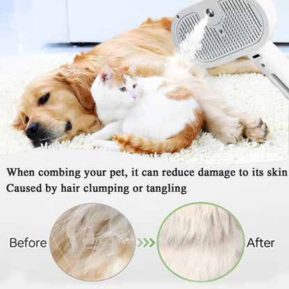Fresh Fur 3-in-1 Self-Cleaning Pet Shower Brush and Hair Removal Comb with Bathing Solution for Long and Short Haired Pets (White)
